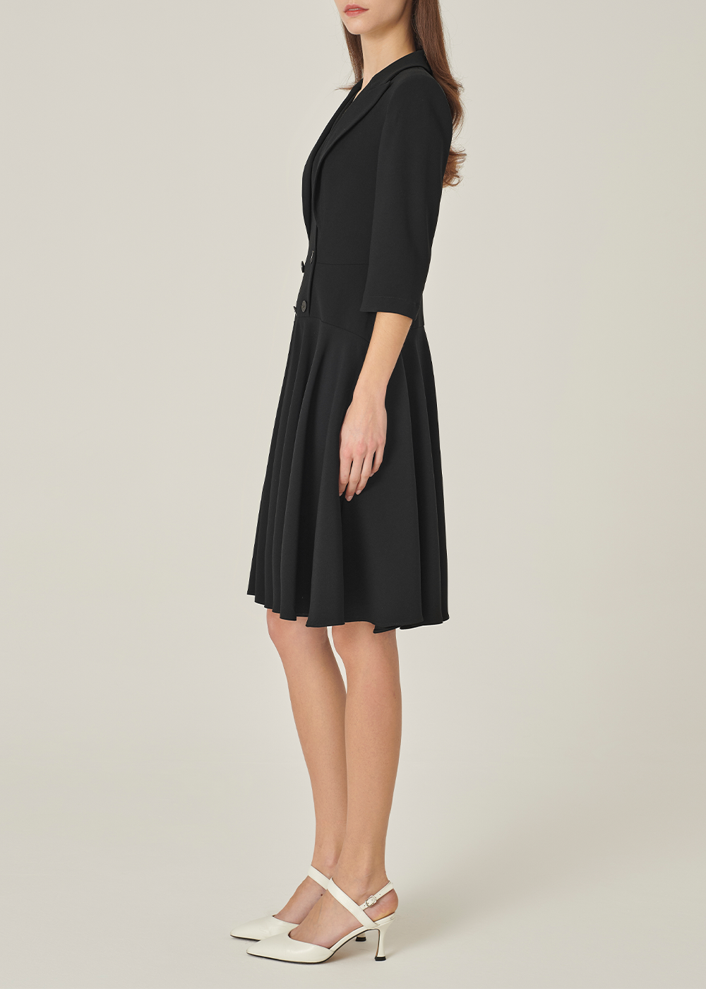 SALAZIA Black Triacetate Blend Long-Sleeve Dresses
