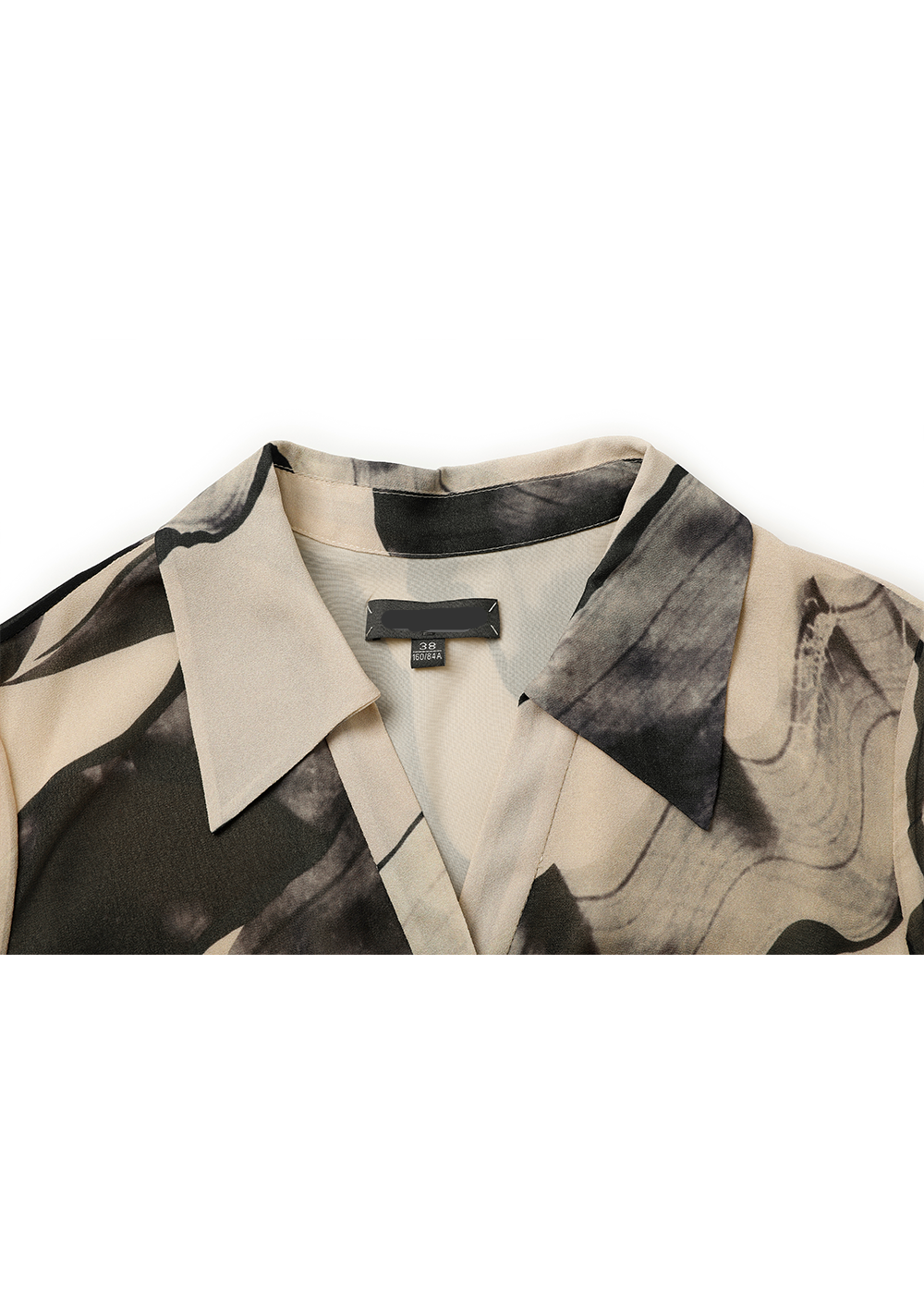 SALAZIA Grey-Beige Ink Wash Long-Sleeve Dresses