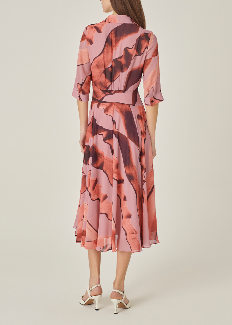 SALAZIA Grey-Beige Ink Wash Long-Sleeve Dresses