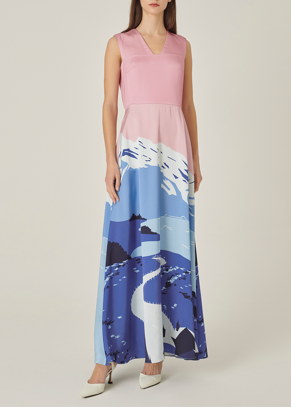SALAZIA Pink-Blue Snowscape Maxi Dresses
