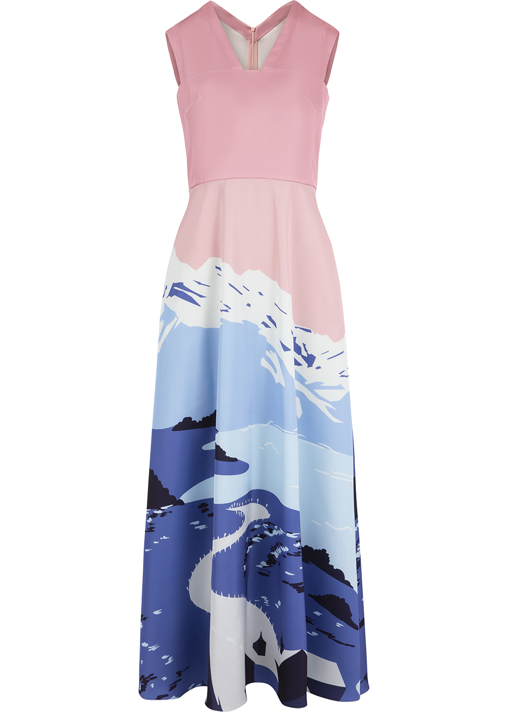 SALAZIA Pink-Blue Snowscape Maxi Dresses