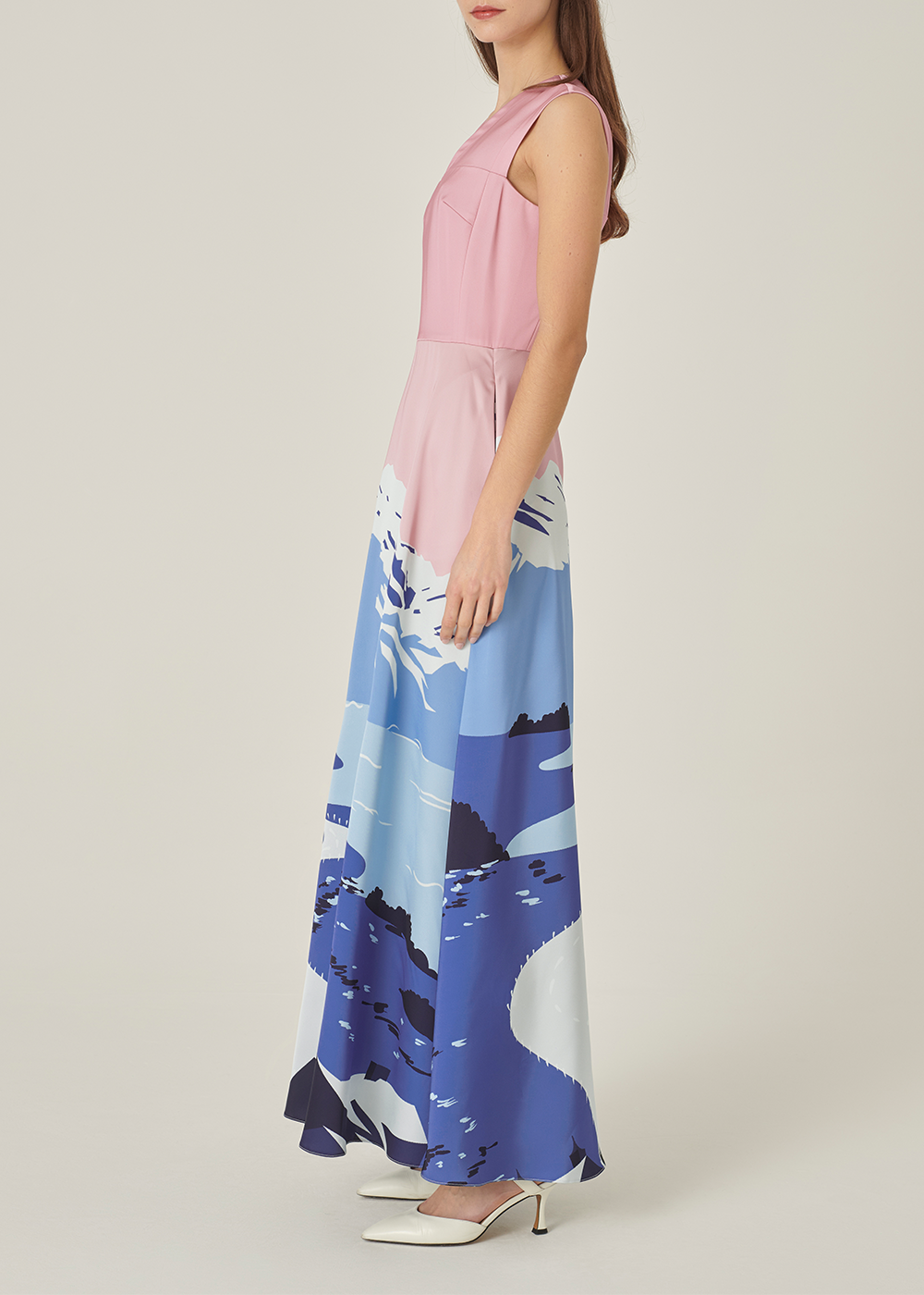SALAZIA Pink-Blue Snowscape Maxi Dresses