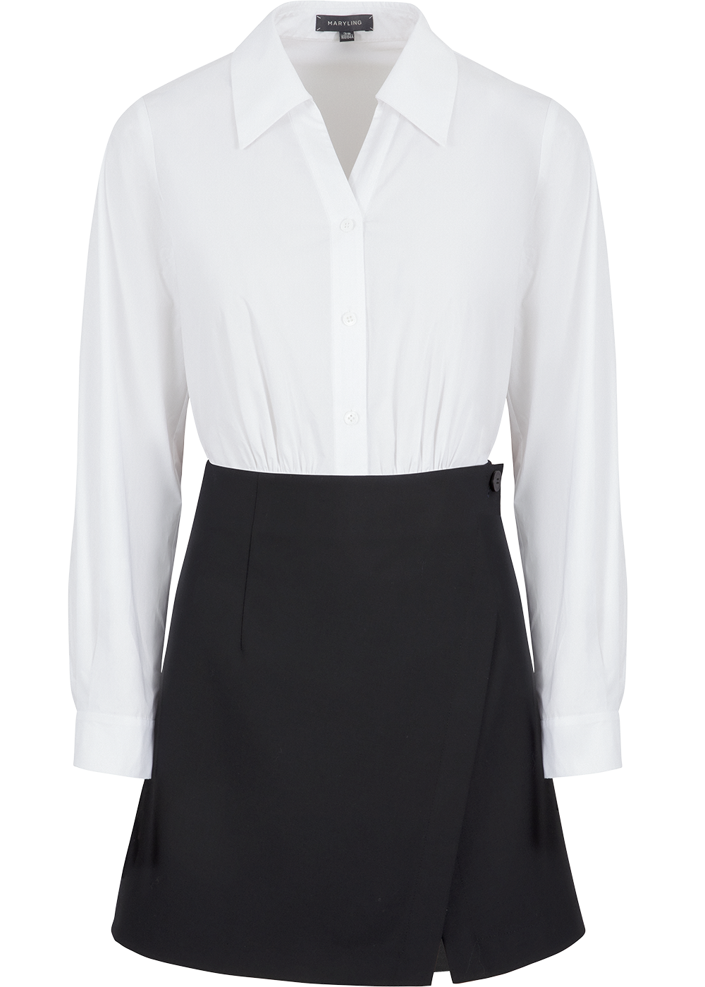SALAZIA Black-White Colorblock Mini Dresses