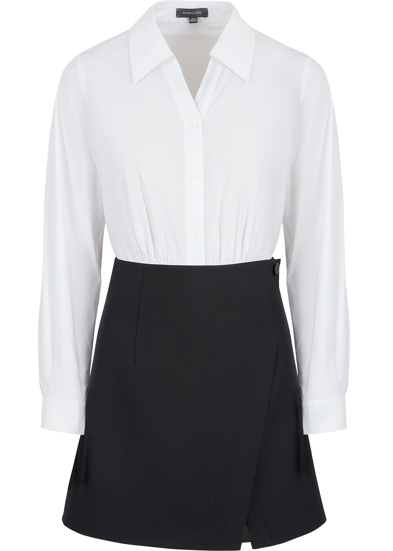 SALAZIA Black-White Colorblock Mini Dresses