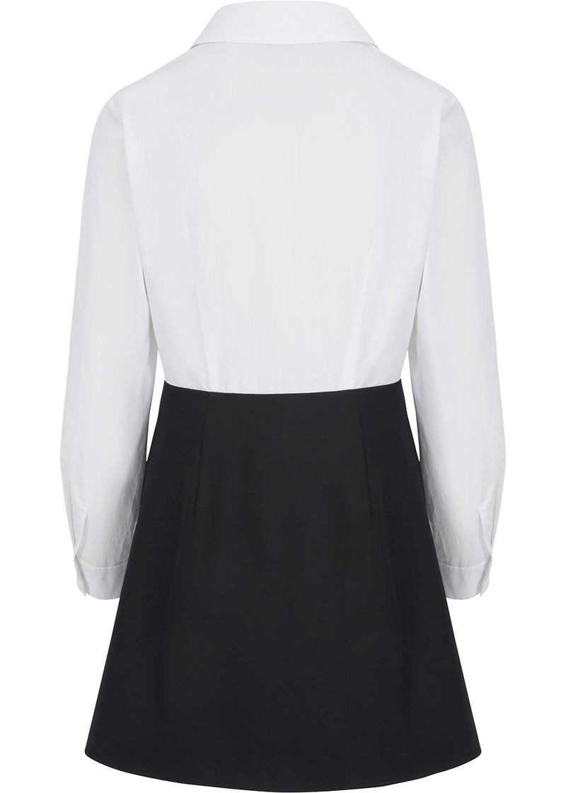 SALAZIA Black-White Colorblock Mini Dresses