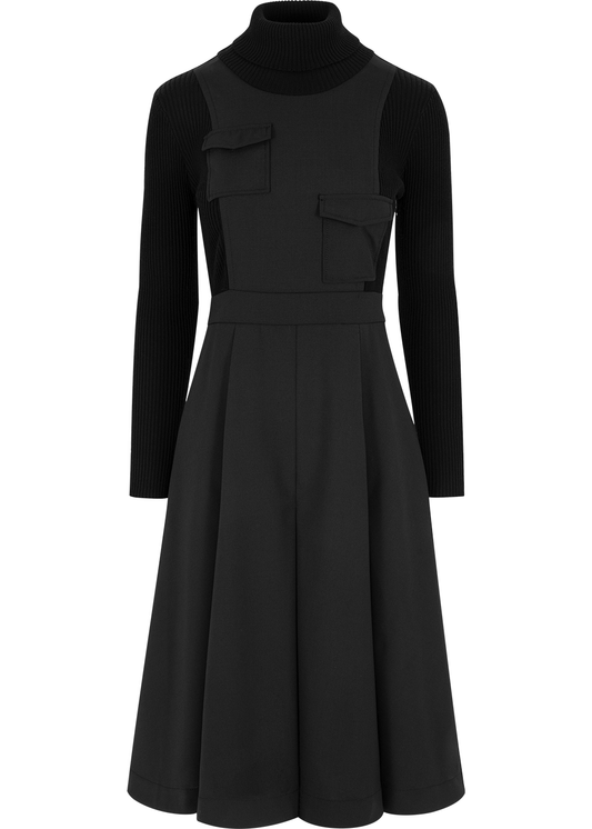SALAZIA Black Wool-Blend Tailored Dresses