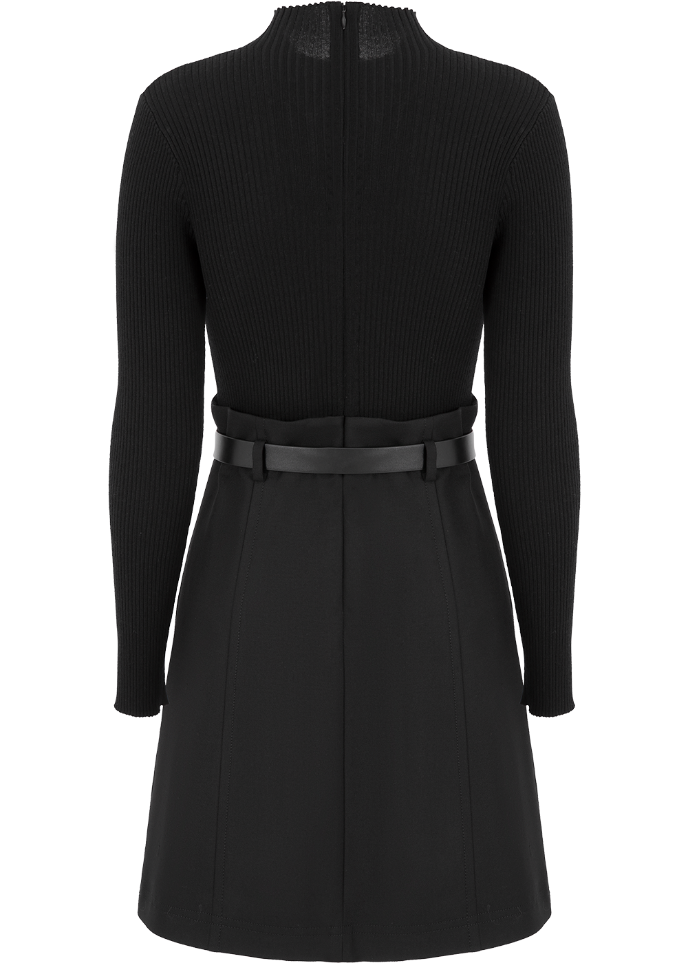 SALAZIA Black Wool Blend Fitted Dresses