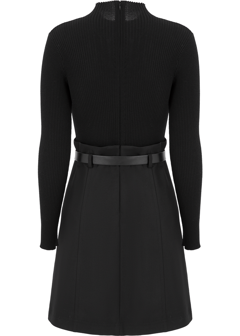SALAZIA Black Wool Blend Fitted Dresses