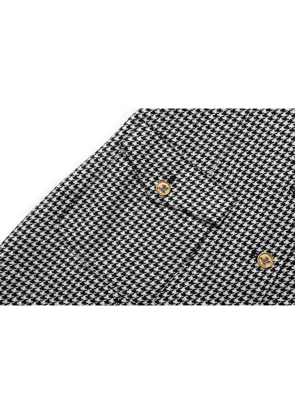 SALAZIA Black-White Houndstooth Wool Blend Dresses