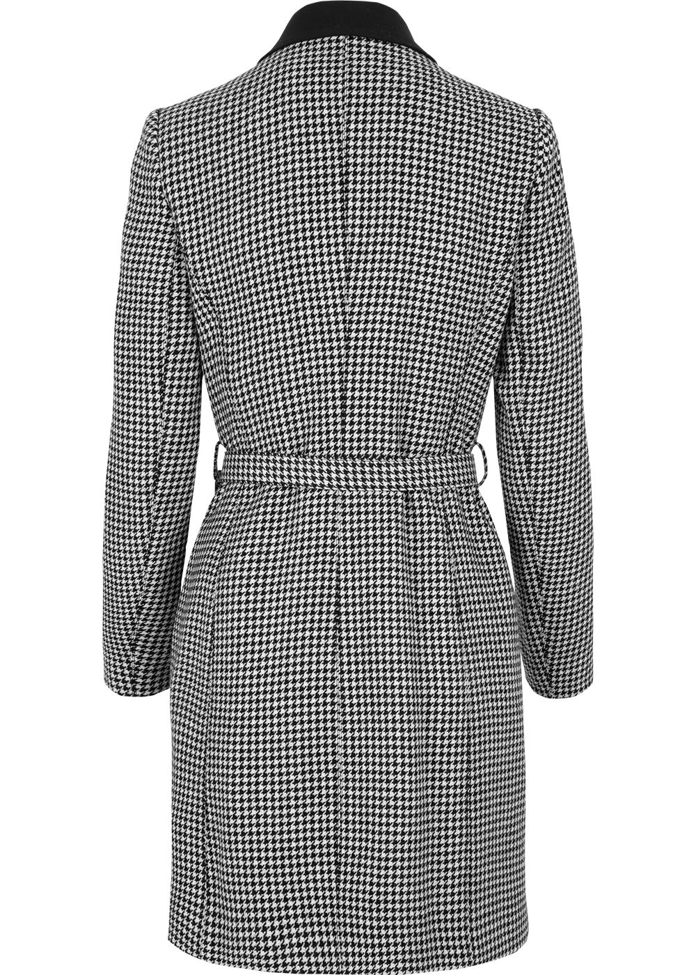 SALAZIA Black-White Houndstooth Wool Blend Dresses