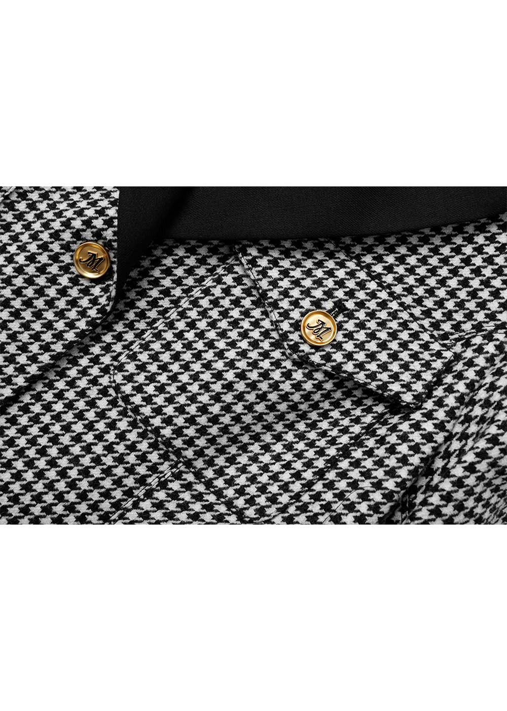 SALAZIA Black-White Houndstooth Wool Blend Dresses