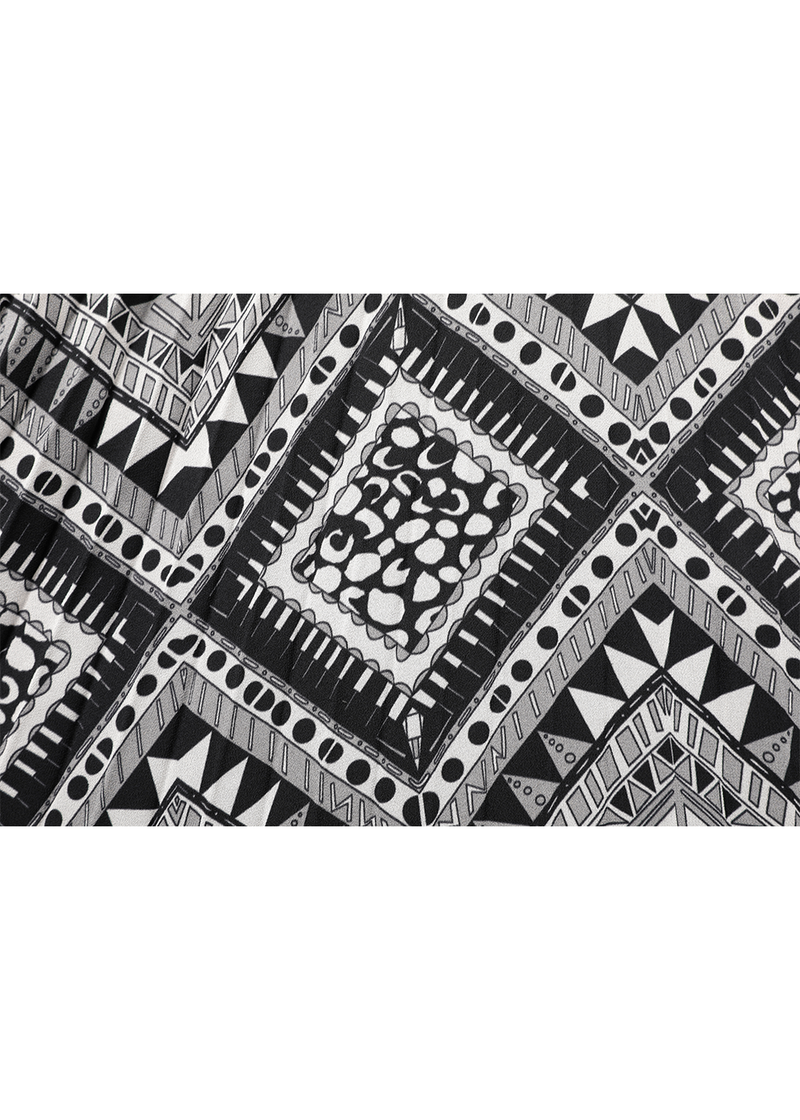 SALAZIA Black-White Art Print Wool Blend Dresses