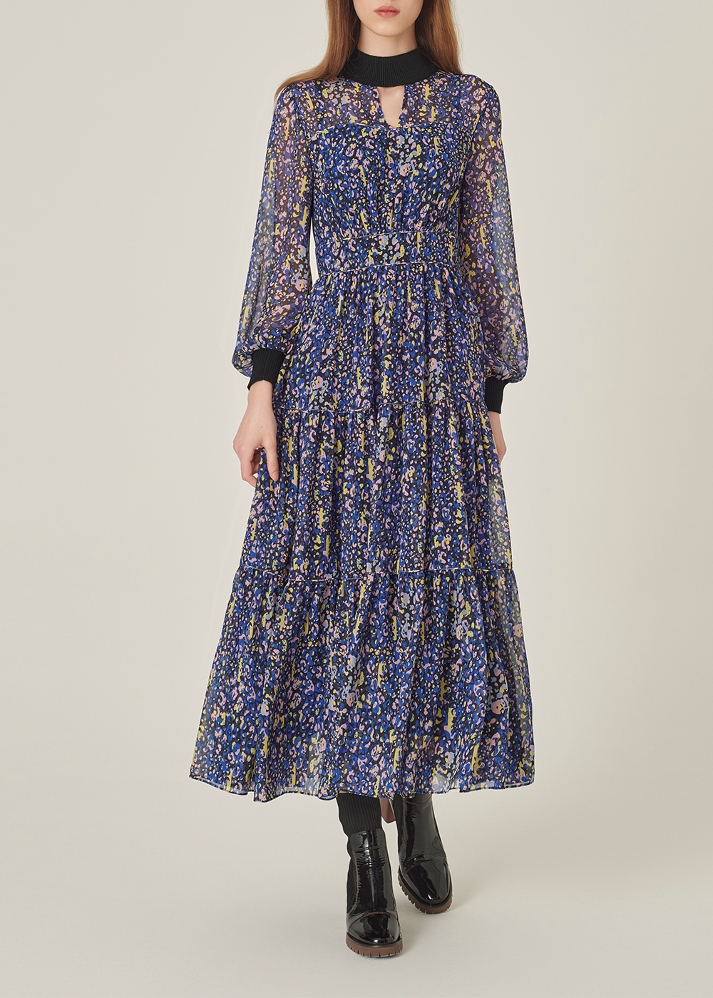 SALAZIA Pink-Blue Leopard Print Dresses