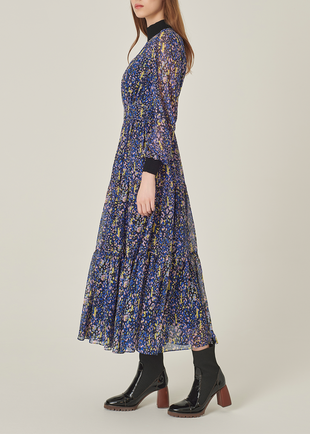 SALAZIA Pink-Blue Leopard Print Dresses