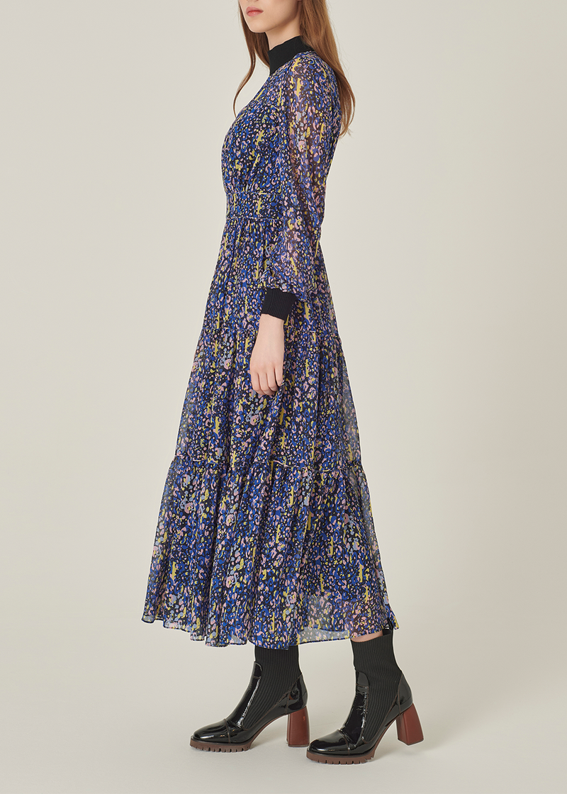 SALAZIA Pink-Blue Leopard Print Dresses