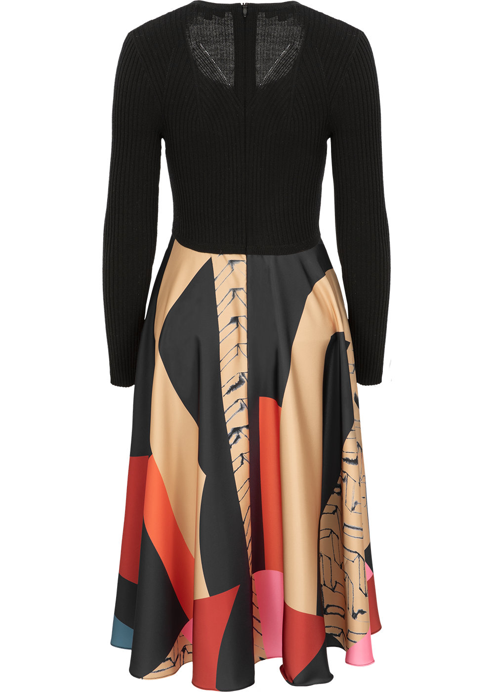 SALAZIA Red Art Collage Wool Blend Dresses