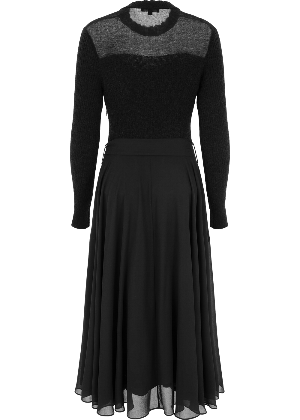 SALAZIA Black Wool Blend Long-Sleeve Dresses