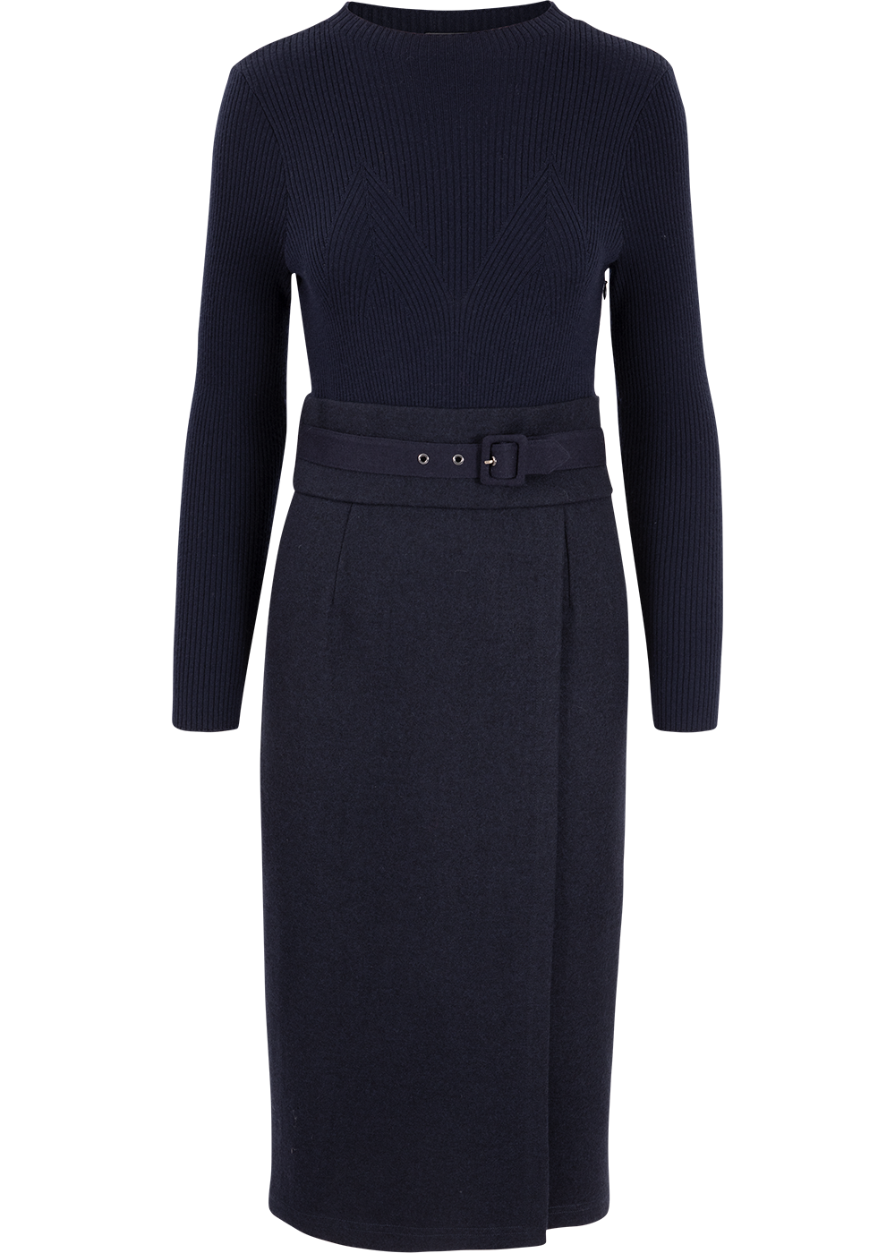 SALAZIA Deep Blue Wool Blend A-Line Dresses