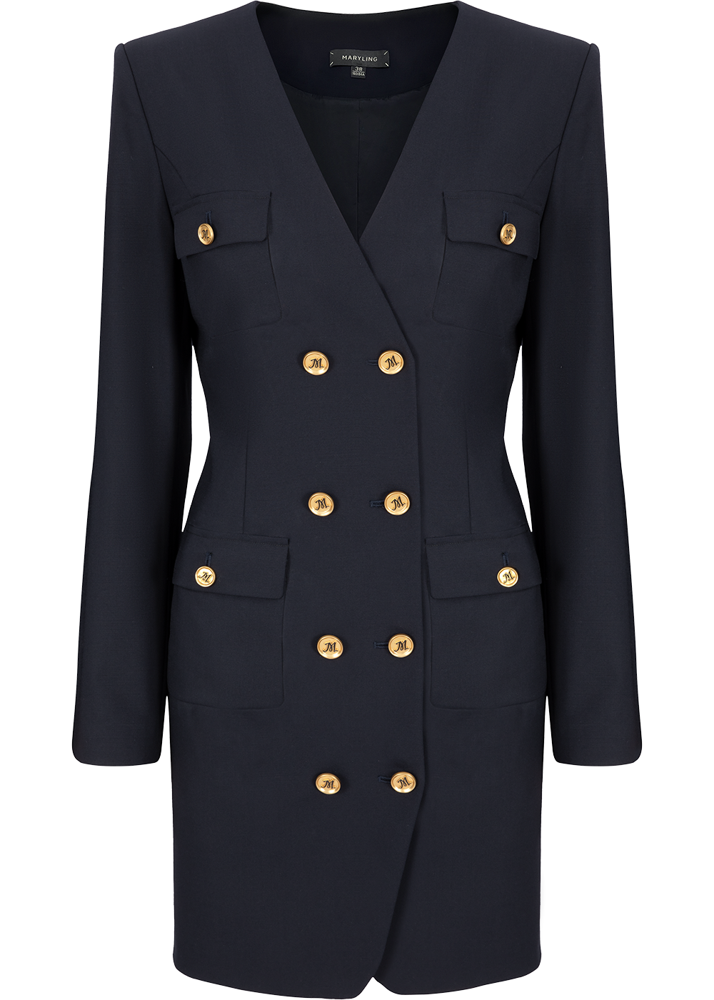SALAZIA Navy Long-Sleeve Dresses