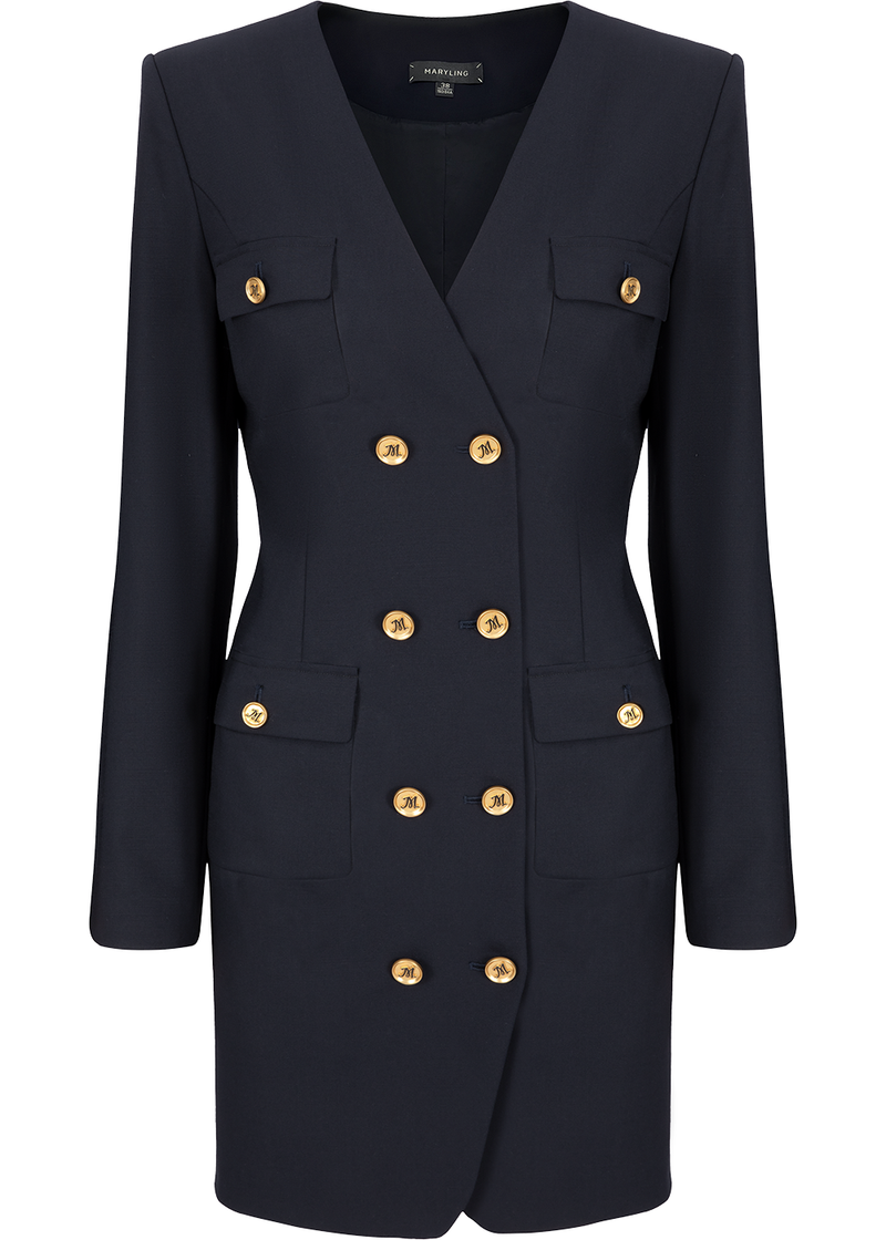 SALAZIA Navy Long-Sleeve Dresses