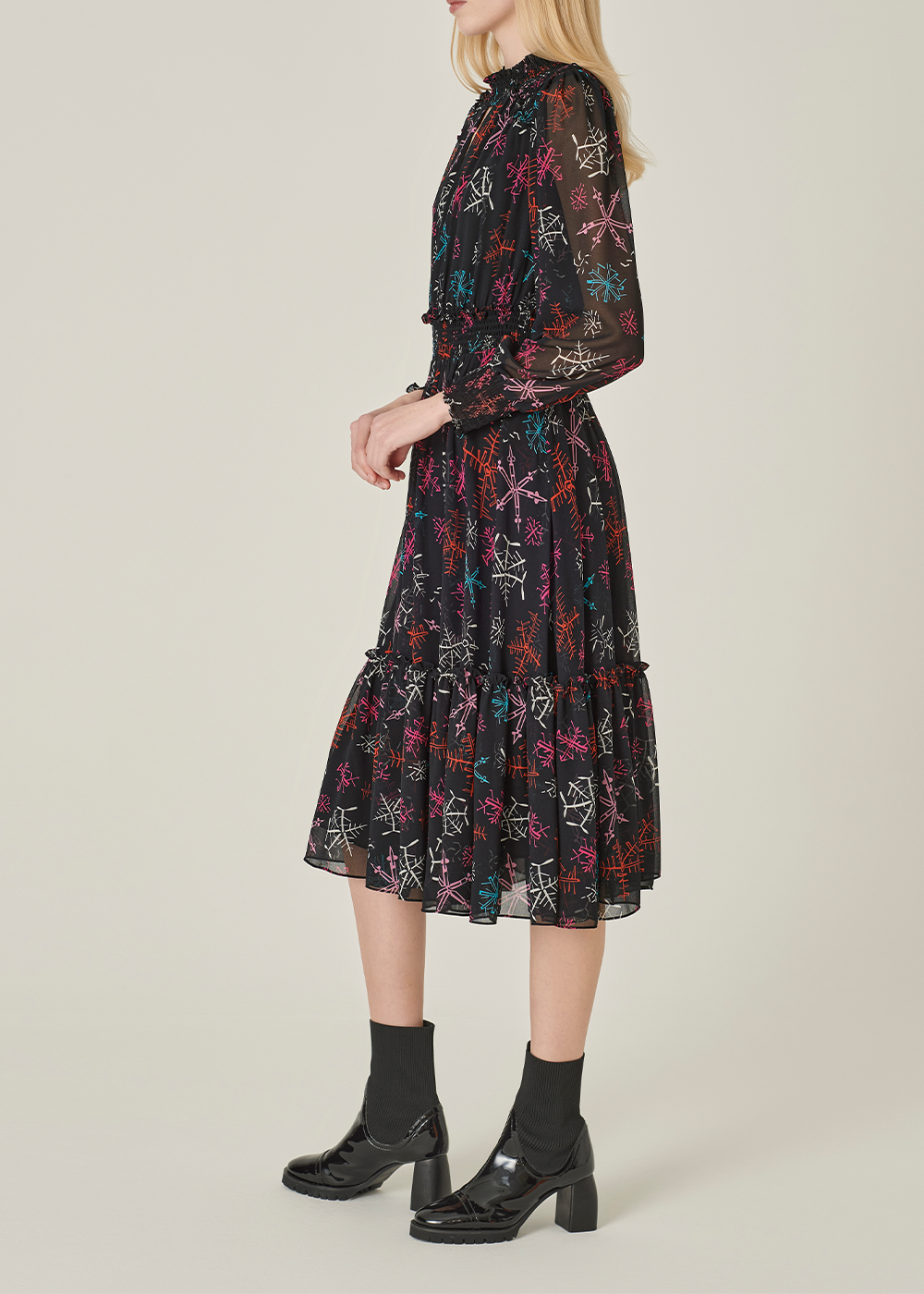 SALAZIA Red Multi-Color Snowflake Dresses