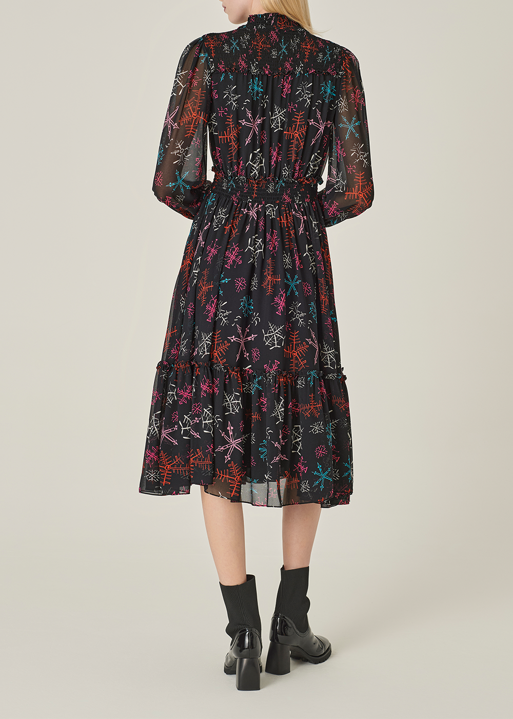 SALAZIA Red Multi-Color Snowflake Dresses