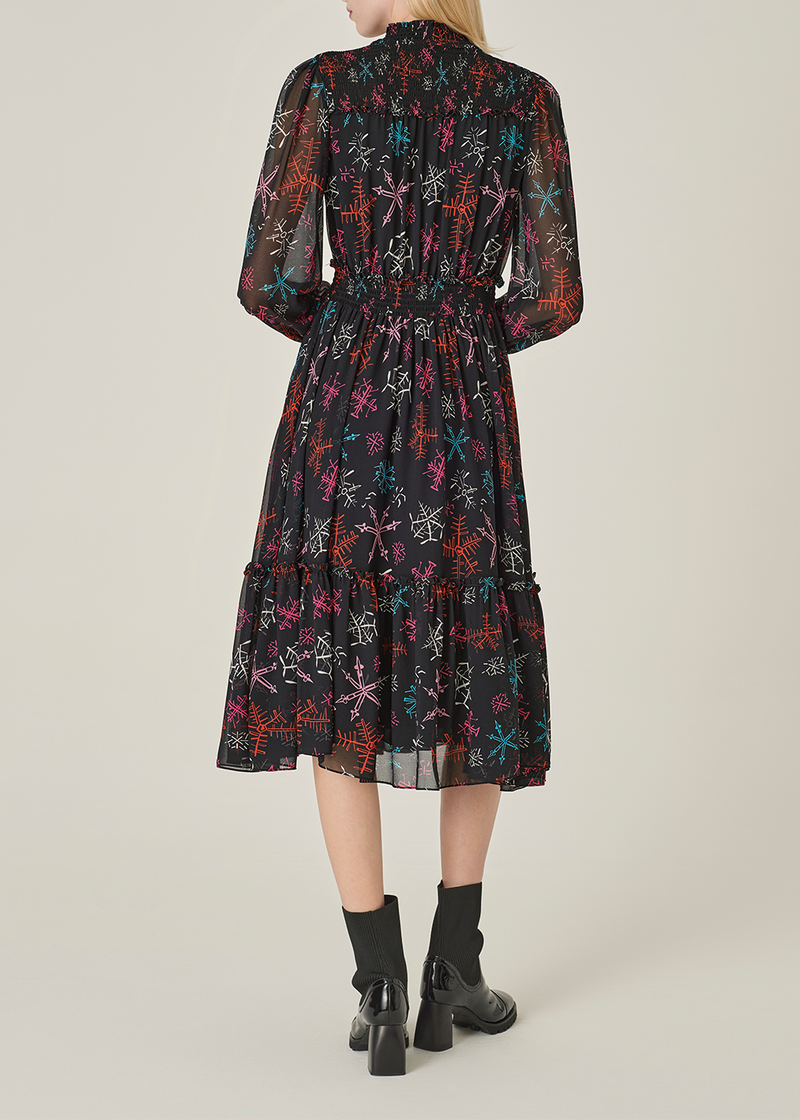 SALAZIA Red Multi-Color Snowflake Dresses