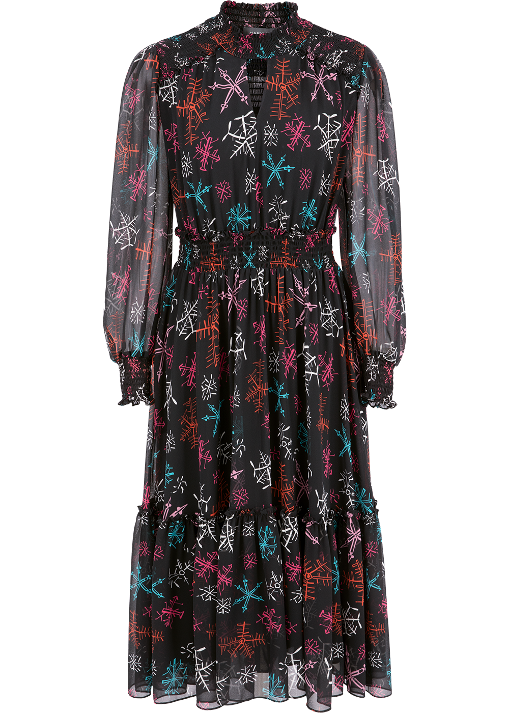SALAZIA Red Multi-Color Snowflake Dresses