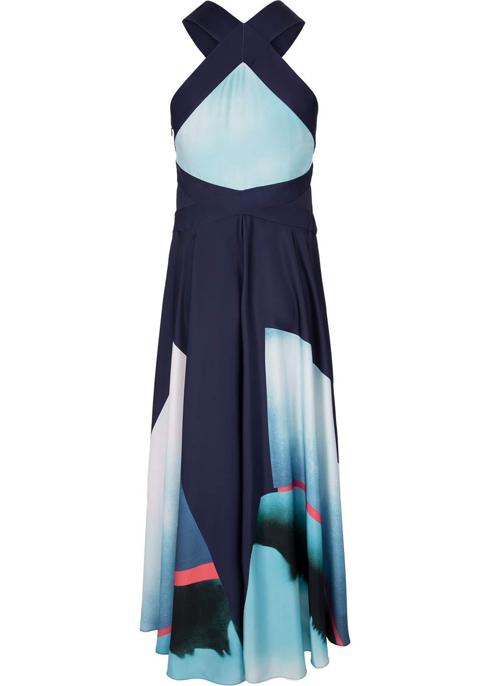 SALAZIA Blue-Pink Art Print Long-Sleeve Dresses