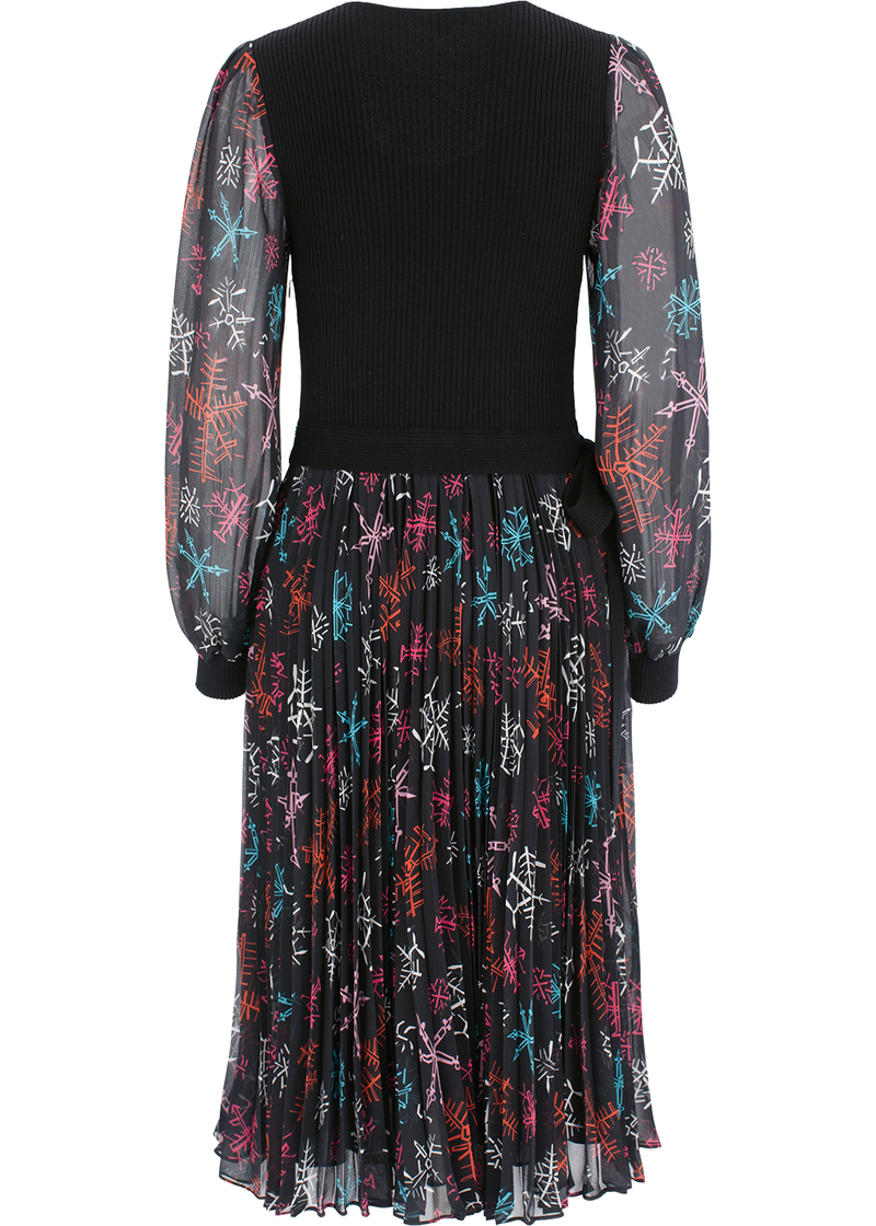 SALAZIA Red Multi-Color Snowflake Fit-and-Flare Dresses