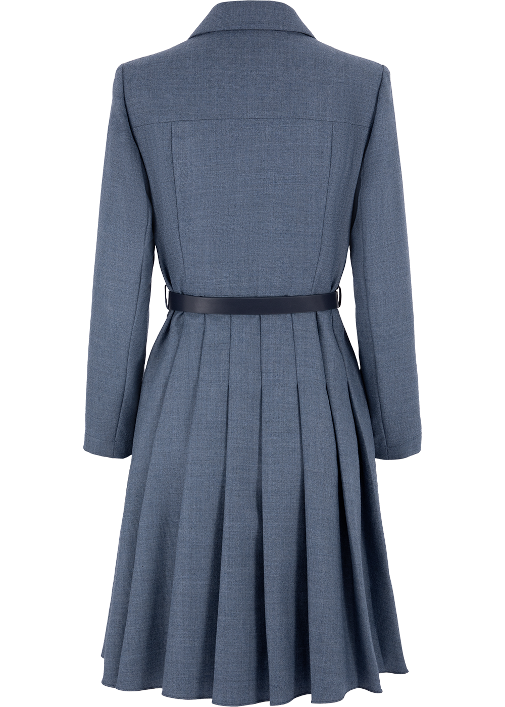 SALAZIA Misty Blue Wool Blend Long-Sleeve Dresses