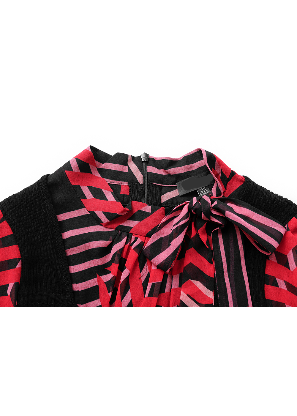 SALAZIA Red-Black Artistic Stripe Fit-and-Flare Dresses