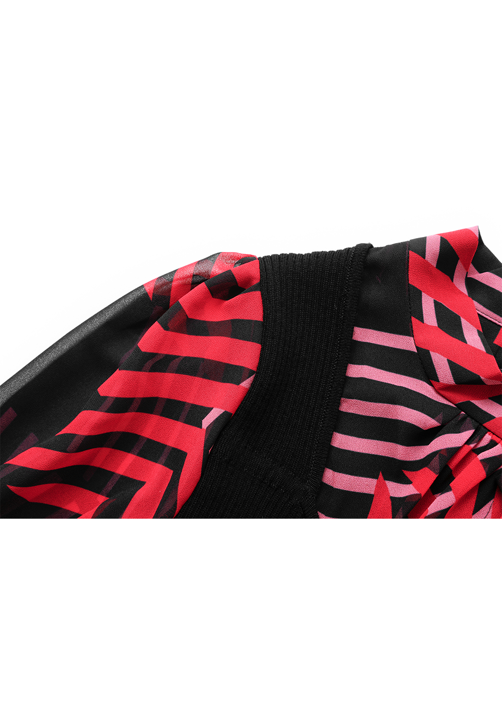 SALAZIA Red-Black Artistic Stripe Fit-and-Flare Dresses