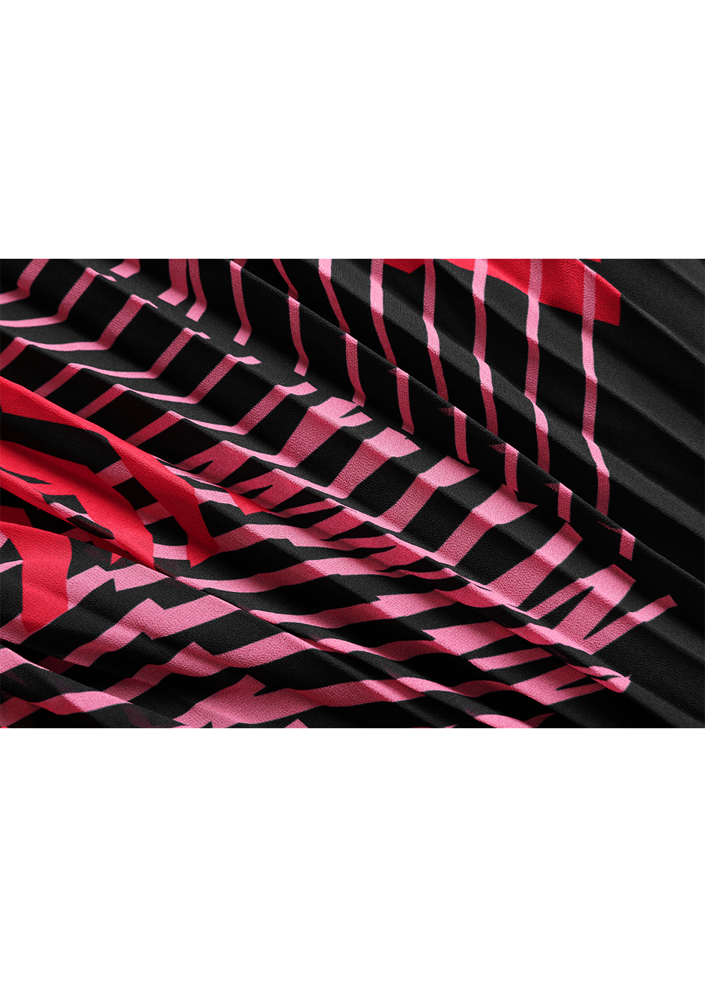SALAZIA Red-Black Artistic Stripe Fit-and-Flare Dresses