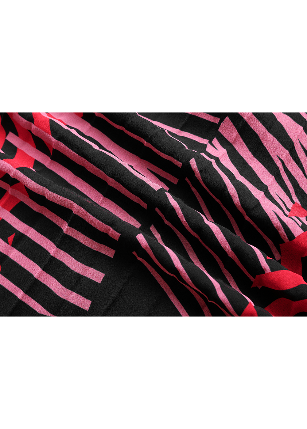 SALAZIA Red-Black Artistic Stripe Fit-and-Flare Dresses