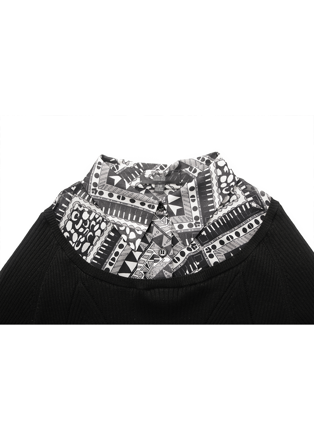SALAZIA Black-White Art Print Wool Blend Dresses