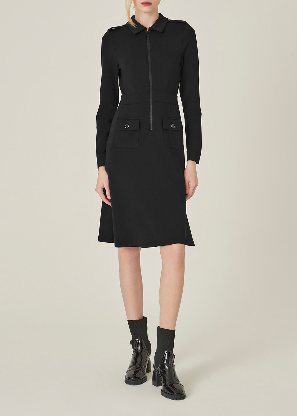 SALAZIA Black Modal-Blend Long-Sleeve Dresses
