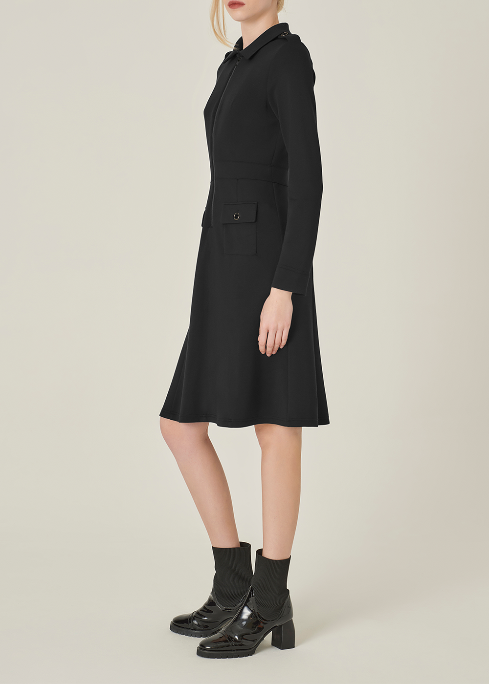 SALAZIA Black Modal-Blend Long-Sleeve Dresses