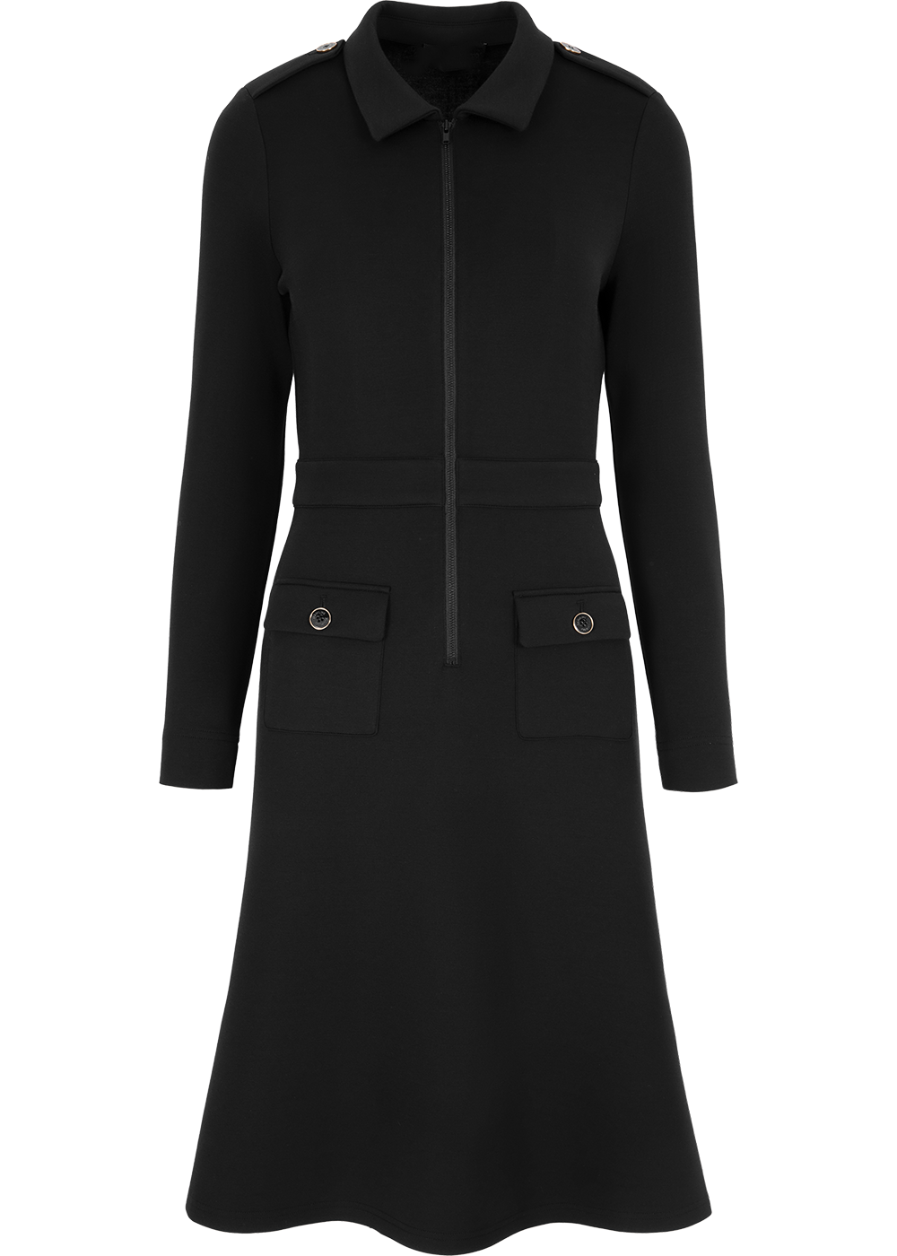 SALAZIA Black Modal-Blend Long-Sleeve Dresses