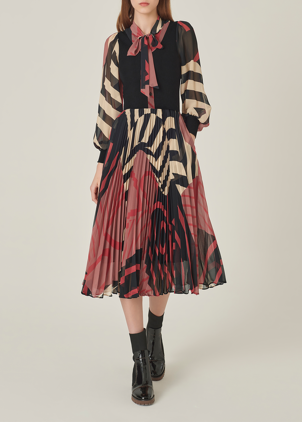 SALAZIA Glacier Snow Algae Pink Wool Blend Dresses
