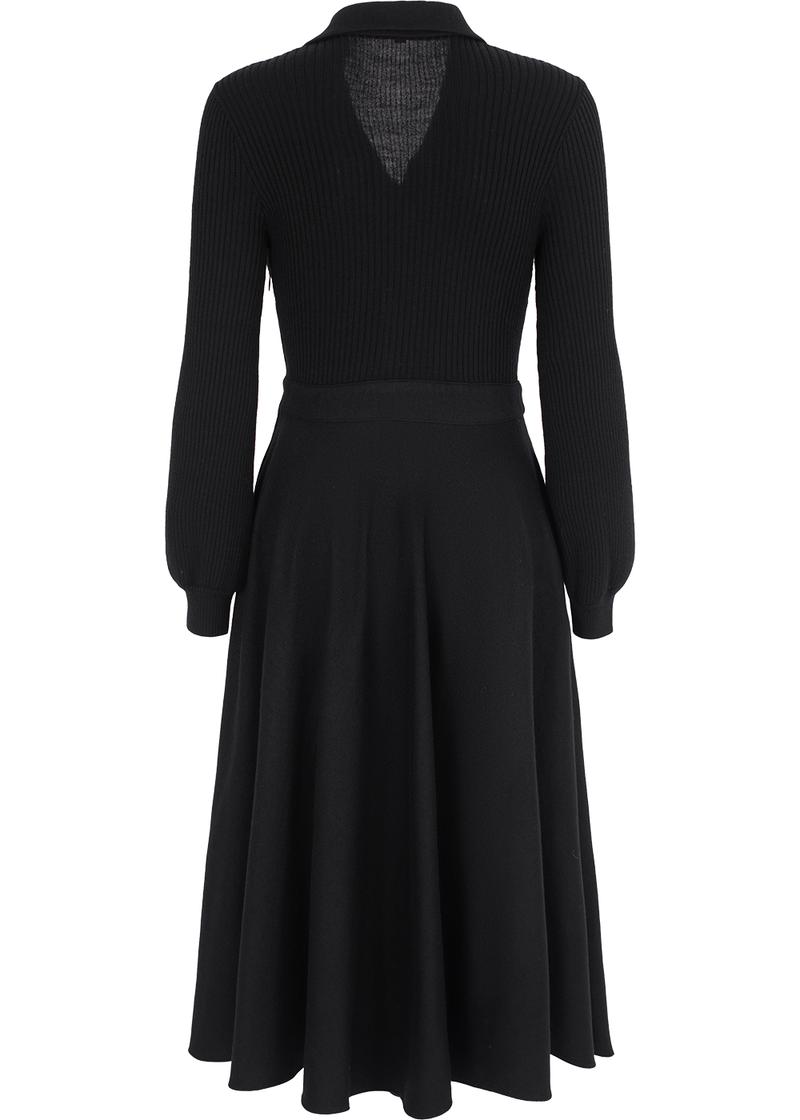 SALAZIA Black Wool Blend Fitted Dresses