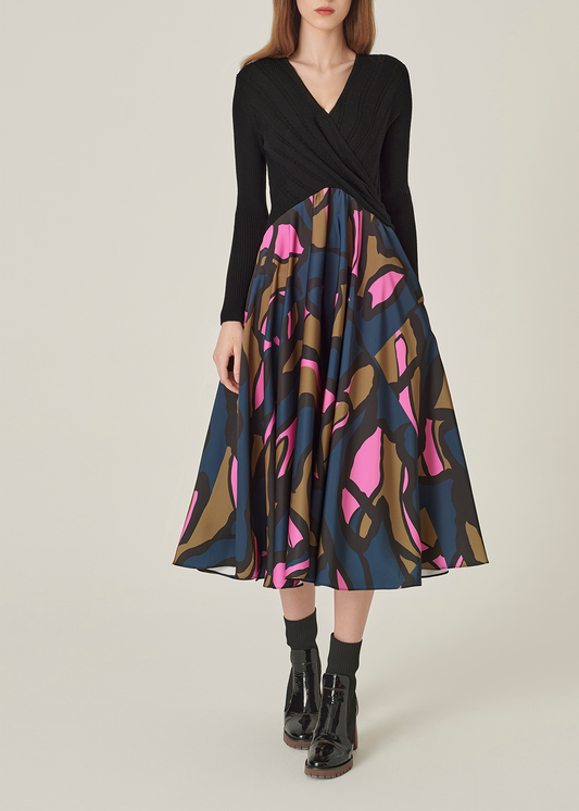 SALAZIA Red-Blue Artistic Floral Dresses