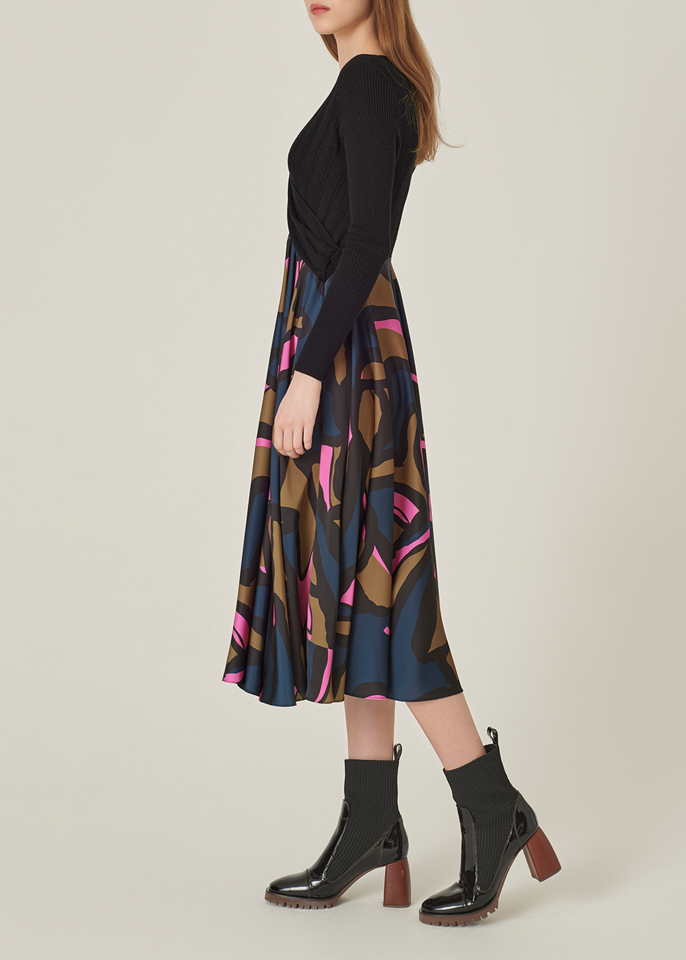 SALAZIA Red-Blue Artistic Floral Dresses
