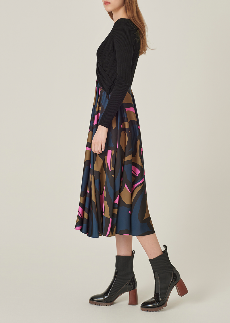 SALAZIA Red-Blue Artistic Floral Dresses