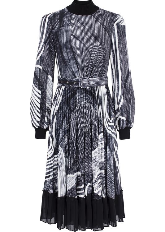 SALAZIA Black-White Snow Trail Dresses
