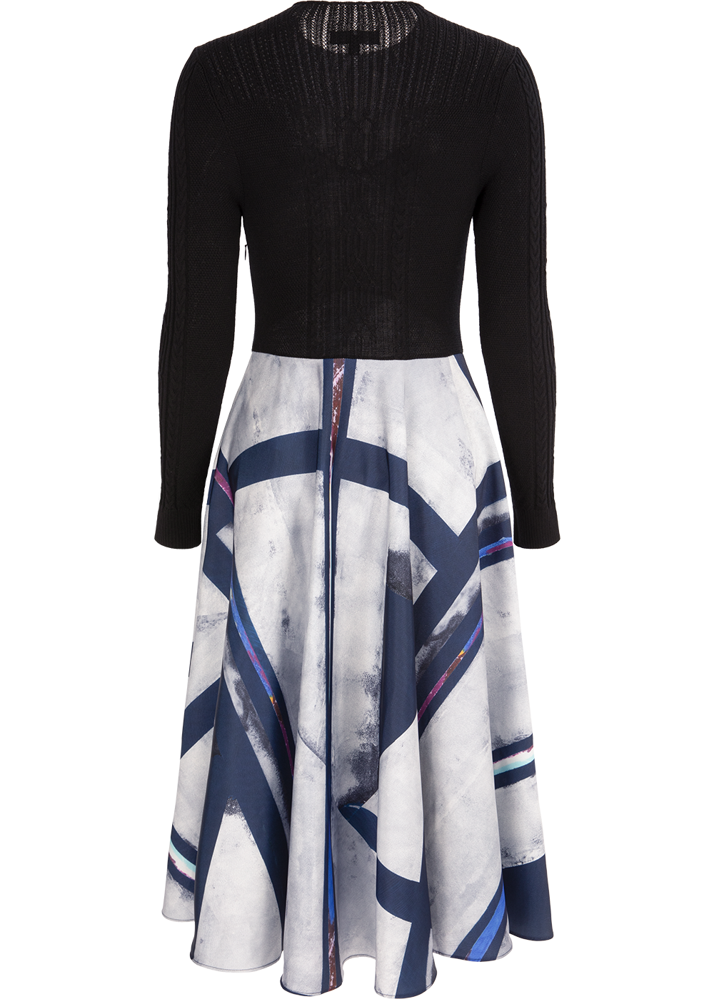 SALAZIA Grey-Blue Colorblock Stripe Dresses