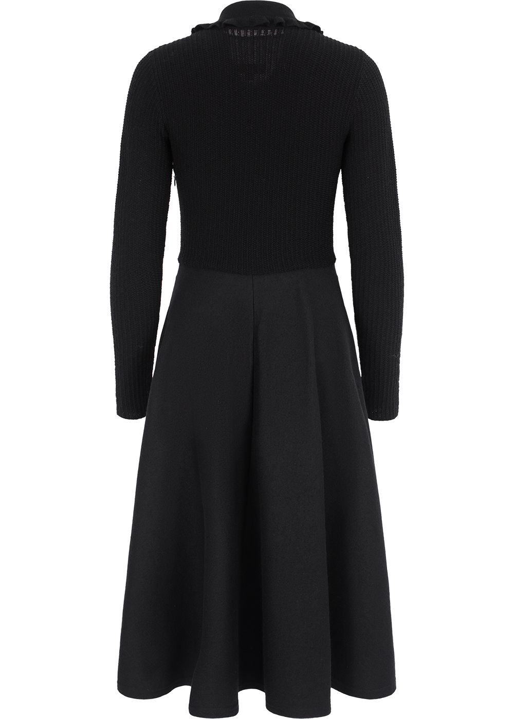 SALAZIA Black Wool Blend Long-Sleeve Dresses