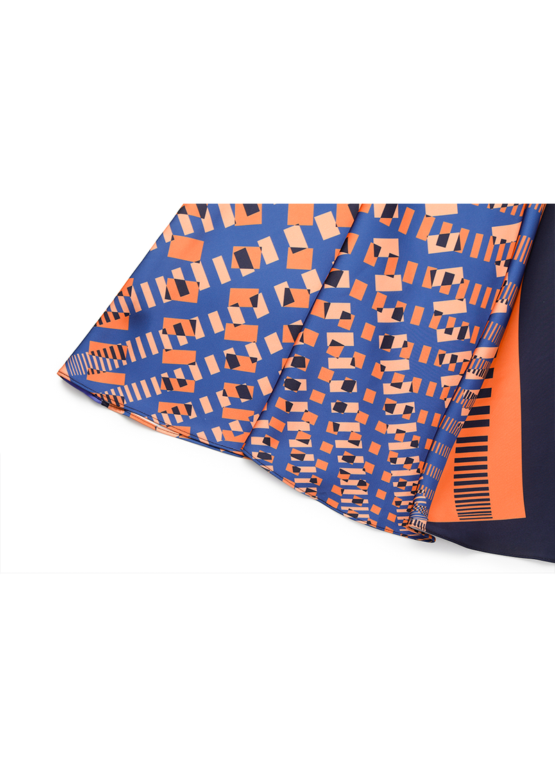 SALAZIA Orange-Blue Floral Wool-Blend Dresses