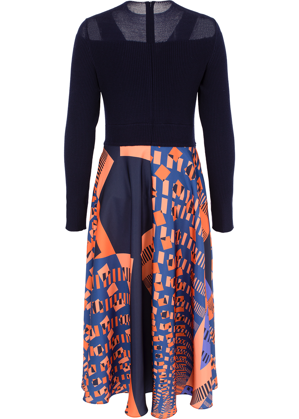 SALAZIA Orange-Blue Floral Wool-Blend Dresses
