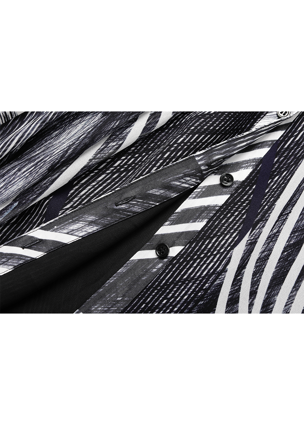 SALAZIA Black-White Snow Trail Long-Sleeve Dresses
